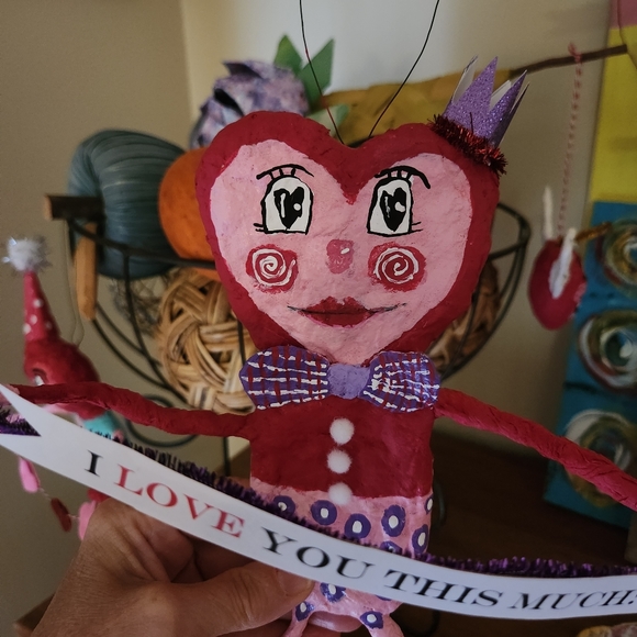 New handmade spun cotton vintage inspired Valentine person. - Picture 2 of 2